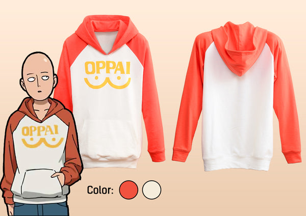 One PUNCH Man Saitama OPPAI Raglans Pullover Hoodies Jacket Cosplay Costume